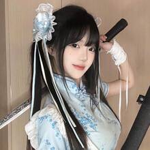 中華娘ヘアアクセ中華風春麗チャイナドレス中華風お団子ヘア可愛いヘアピンヘアアクセアクセサリー - Zhonghua Niang Fabao-Red ブラックエッジ付き 1 ペア M7-056 - チェックする 3