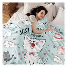 Cat Blanket Gifts For Cat Lovers Soft Flannel Cats Throw Blanket Cats Stuff For  Adults 50"X40" Pop  Gift (Multiple Sizes Available) Nordic Style Acrylic Rectangular Office Nap Sofa Blanket, Air Conditioning Blanket, Knitted Small Blanket, Shawl Cover Blanket, Bed End Blanket Soft & ,Skin-Friendly Multi-Size Versatile Blanket ,Lettering Numbers Doodle Christmas Blanket,Chicken PrintingPerfect Christmas, Halloween, Birthday Gift For Home Decor,Uplifting Gift For Friends, Family, Happy Valentine's Day,Happy New Year. - 彩色 - 查看 4