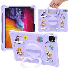 卡通平板电脑保护套适用于 Honor Pad X9/ X8a/X9A/Matepad Se 11/11 英寸/M10 第二代 10.3 英寸 TB-X606 /12.7 英寸2025/P12 12.7 英寸/Redmi Pad SE 11 英寸/Teclast M40/M40pro/P40HD/Infinix XPAD/G99，带可调节支架/肩带、通用笔架、硅胶软壳平板电脑保护套 - 紫色 - 查看 3