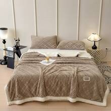 Double-Layer Plush Rabbit Fur Blanket - Extra Thick & Warm Twill Weave, Perfect For Home And Travel Use - Grey - View 5