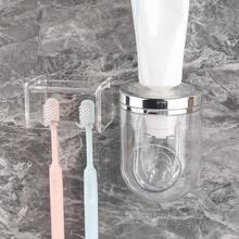 Soporte para cepillo de dientes montado en la pared con tapa para el baño, organizador de almacenamiento de cepillo de dientes para la ducha, colgador de cepillo de dientes autoadhesivo con dispensador de pasta de dientes automático - transparente - Ver 9