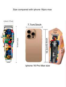2件組 Kemei 專業電動理髮剪/修剪器套組，塗鴉設計 KM-MAX2092/MAX5090 組合，適合理髮店、沙龍或居家日常使用，0mm 縫隙雕刻刀片，男士理髮剪/剃鬚刀，聖誕禮物、新年禮物 - 彩色 - 查看 3