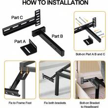 2 PCS Adjustable Headboards Bed Base, Universal Metal Headboard Brackets Kit Mounting Bed Frame And Wall, Black Adjustable Headboard Bracket Compatible With Most Beds - màu đen - Xem 6