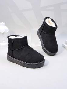 Autumn And Winter New Children's Snow Boots, Medium And Large-sized Children's Flat-bottomed Girls' Shoes, Thick-bottomed Boys' Warm Boots, Baby Ankle Boots With Plush - Black - View 8