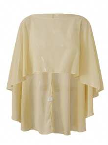 Women Sheer Poncho Tops .Y Y2k Sheer Off Shawls Shrug Summer Beach Wedding Scarf Shawls .Y Cover Up Cape Shirt Beachwear - 黃色 - 查看 3