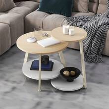 Round Coffee Tables Set Of 2, Nesting Tables With Storage Space And Unified Style Design, Small Coffee Tables, Side Table, Natural Oak -By GeoTower - Natural Oak - View 2