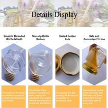 60 Pcs Honey Jar, Glass Honey Pot 1.5oz, Mini Honey Jars With Dipper, Bee Charm, Jutes, Thank-You Card, Gold Gift Bags And Stickers, Perfect For Baby Shower Favors Wedding Favors - Clear - View 9