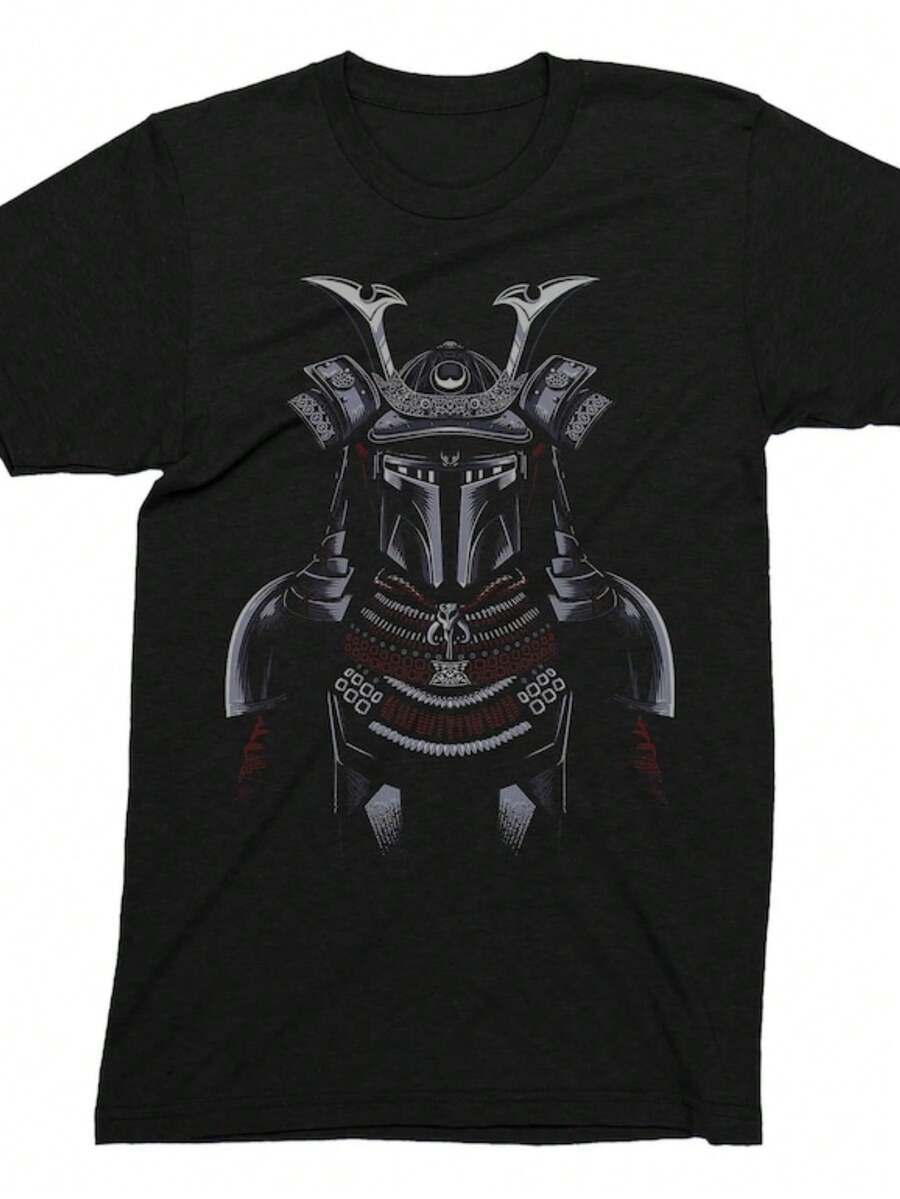 Mandalorian Samurai Unisex T-Shirt Adults & Kids Fun Themed Men's Shirt 100 % Cotton Soft Feel T-Shi - 黑色 - 查看 1