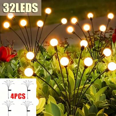 2/4/6/8-Piece Outdoor Garden Path Lights, Solar-Powered Firefly String Lights, IP44 Waterproof Rating, Solar Decorative Lighting For Patios And Yards, Made Of Weather-Resistant Plastic, Easy To Install (Mounting Accessories Included)