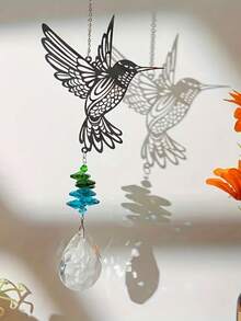 1 قطعة معلق كريستالي فاخر على شكل طائر الكولبري - ديكور جرس الرياح اللامع للزفاف والحفلات والمنزل والسيارة والخارج - إكسسوار تصوير رائع ، زينة معلقة ، ومعلق شمسي ، وفكرة هدية فريدة