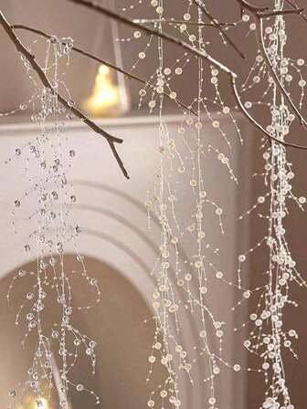 1.4m Pearl Bead Garland Decoration, Christmas Tree Decoration, Circle Beaded Garland, DIY Hanging Decoration For Home, Party, Wedding, Handmade Crafts