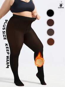 1pc Plus Size 220g Women Thermal Tights, Thermal Lined Tight , Stirrup Tights For Winter, Cozy - Multicolor - View 17