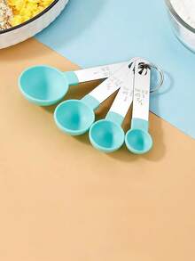 4pcs Stainless Steel Baking Utensils Set - Measuring Spoons, Cups With Scales, Plastic Measuring Scoops, Kitchen Tools - Green - View 6