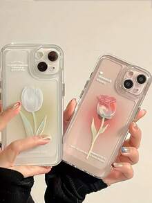2pcs Couple Floral Minimalist TPU Phone Case Compatible With Apple 16, 15, 14, 13, 12, 11, 17 Pro Max And Series - Multicolor - View 10
