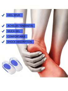 2 Stücke weiche Silikon-Gel-Fersenkissen - Bequeme Fußkissen zur Linderung von Fersensporn und Verbesserung der Körperhaltung, leicht passende Einlegesohlen