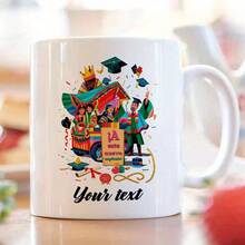 1pc, 11oz, Colorful Customizable Graduation Celebration Coffee Mug & Ceramic Tea Cup, IA Este Nuevo Capitulo!Festive Design With Personalized Text, Graduates, Latino Community On Graduation Day, Hispanic Heritage Month, Birthday - Pink - View 3