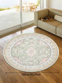 1 Stück runder Teppich, hellgrüne Farbe, verschiedene Größen, Wohnzimmer Bereich Teppich, faltbarer Blumenmuster Schlafzimmer Teppich, fleckresistent waschbarer Teppich, Bereich Teppich aus Polarfleece - weich, flauschig, bequem, leicht zu reinigen, seidig, warm, niedlich - geeignet für Flur, Küche, Waschraum, Bad, Studentenwohnheim, Sofa, Schlafzimmer, Wohnzimmer, Waschtisch, Stuhl, Teppich, modischer Teppich