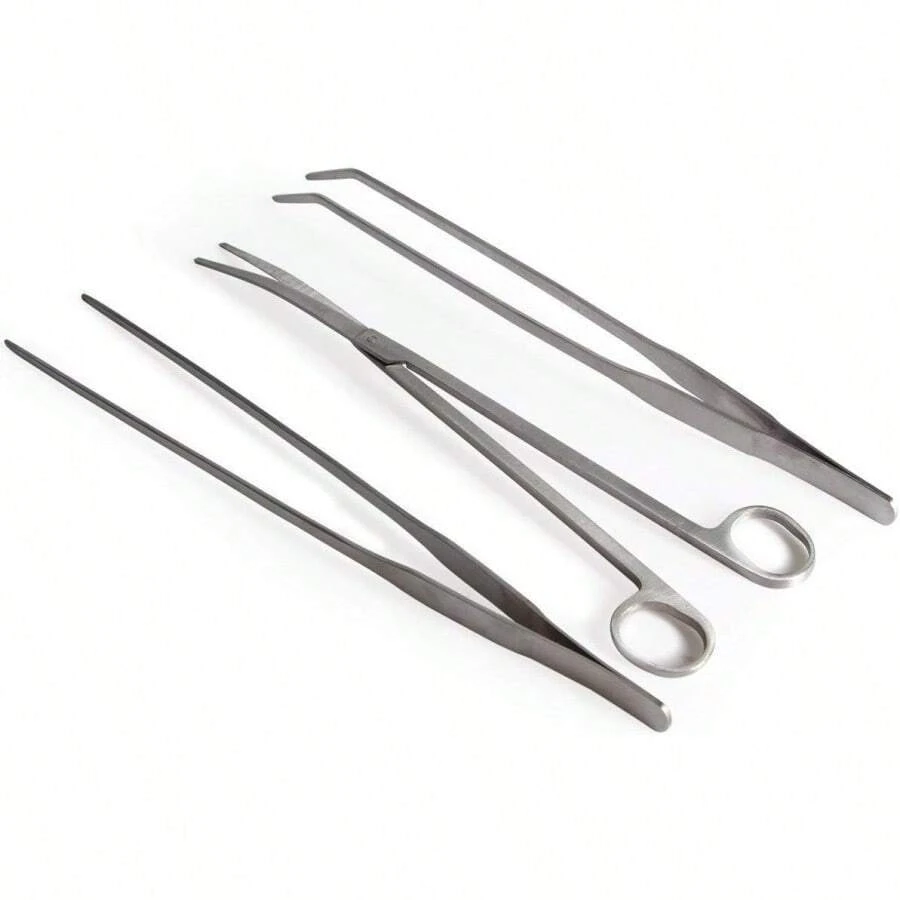 Pinzette per piante acquatiche, forbici - Set di strumenti per acquari in acciaio inossidabile 3 in 1 per piante da acquario - Argento - Visualizzare 1