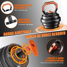 Kit de Pesas y Mancuernas, 6 En 1 Kit de Mancuernas 20 Kg, Incluye Mancuernas y Barra de Extensión Acolchada, Tuercas Antideslizantes, Acero Resistente, Gym en Casa - 1 - Ver 7