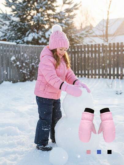 1pc Kids Winter Warm Gloves, Windproof Ski Gloves For Outdoor Sports, Boys Girls Skiing, Ice Skating, Snowboarding, Shoveling Snow, Sledding And Other Winter Outdoor Activities, Christmas Gift