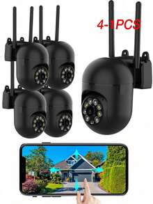 1/2/4个1080P高清智能安防摄像头，家用安全摄像头，智能云台安防摄像头，支持无线WiFi、夜视、移动侦测报警、智能追踪和APP语音控制 - 黑色 - 查看 3