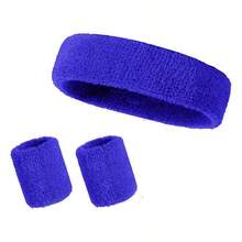 Set de 3 diademas/muñequeras para hombres y mujeres - Bandas de sudor de tela de rizo que absorben la humedad al 125% para tenis, baloncesto, correr, gimnasio, entrenamiento, de unicolor casual de nailon para Navidad