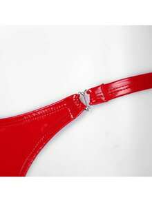 Womens  Metallic Micro Thongs Underwear Latex Panties Low Rise G-String Briefs Clubwear Sexy Low Rise Micro Back G-String Thongs T-Back Tiny Panties - 紅色 - 查看 5