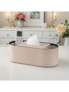 Hộp đựng khăn giấy da PU hai ngăn hình bầu dục, giá đựng khăn giấy đa năng, hộp đựng điều khiển từ xa, hộp đựng đồ trang nhã, hộp đựng khăn ăn (Quà tặng ngày lễ) - Nhiều màu - Xem 10