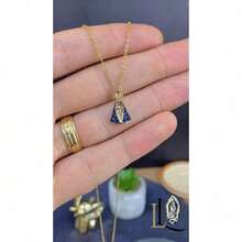 Gold Filled Virgem Aparecida Necklace: Zirconia Religious Jewelry - Màu xanh lam - Xem 7