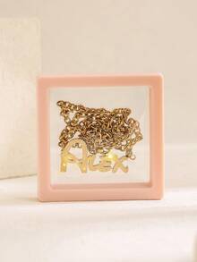 1 Stück personalisierte Edelstahl-Halskette mit Alex Buchstabensymbol, Doppelschicht Original Maßanfertigung - Personalisierter matter Buchstaben-Anhänger mit glänzenden Akzenten, glatte/matte Oberfläche Unisex Schmuckgeschenk, geeignet für Alltag oder besondere Anlässe, 18 Karat vergoldete personalisierte Halskette mit glänzenden Akzenten, Unisex