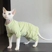 Autumn/Winter Pet Clothes Soft Warm Comfortable Four-Leg Undershirt, Suitable For Siamese, British Shorthair, Sphynx, Devon Rex, Hairless Cats - Green - View 6