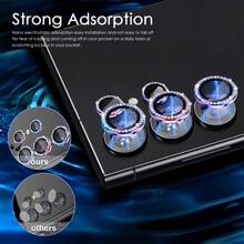 (彩虹钻石) 多色相机镜头保护膜 9H 硬度防刮玻璃，彩虹闪光闪亮外壳，防刮高清清晰防震，适用于三星 24 Ultra/S23/S22/A16/A17/A07/A2/A6/Fold7/ /兼容 17 Pro Max/16 Pro Max/15 Pro/14/13/2/11，美观的闪光设计，无模糊照片，时尚手机装饰 - 彩色 - 查看 2