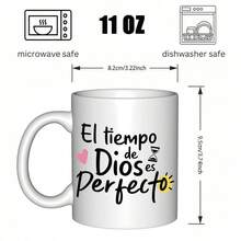 Spanish Proverb Mug "God's Time Is Perfect" (El Tiempo De Dios Es Pereo) - Spanish Phrase Coffee Cup With English Translation, Handmade-Look Cup For Tea/Cocoa, Reusable Gift For Spanish Speakers, Holidays, Birthdays & Faith-Based Gifts, Fathers Day, Fathers Day Gift, Coffee Mug, Coffee Mugs, Retirement Gifts For Women, Mother Of The Groom, Funny Coffee Mugs, Mugs With Funny Sayings, Fathers Day Mug, Fathers Day Gift For Dad, Father Day Gifts, Cups And Mugs, Birthday Gifts For - 紅色 - 查看 3