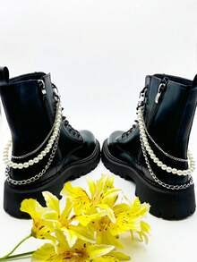 1 Pair Fashion Gold/Silver Chain Decor For Women Shoes/Boots - Multicolor - View 7