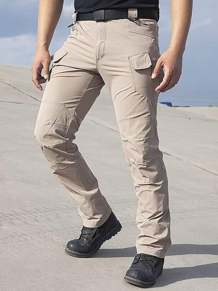 Men's Tactical Multi-Pocket Pants, Casual Waterproof Trousers, IX7 - 卡其色 - 查看 1