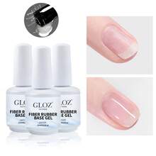 GLOZ 15ML Fiber Rubber Base Gel Nail Strengthener Nail Polish Repair Nail Growth Treatment For Thin And Damaged Nails Gifts For Women