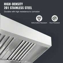 Commercial Range Hood, 2.7 M Exhaust Hood For Food Trucks, Stainless Steel Wall Hood For Concession Trailers With 4 Removable U-Shaped Oil Filter Nets, Rust-Resistant Extractor Hood - 9 Fuß 0,75 PS - View 6