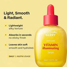 2pcs EQQUALBERRY Vitamin Illuminating Serum Skincare Products – Brightening Vitamin C Serum With Niacinamide | Strengthens Skin Barrier | Hydrates Using Ceramide And Hyaluronic Acid, Facial Care Products,1.01oz / 30ml,Korean Skincare Products,Halloween Gift. - 3個 - 查看 5