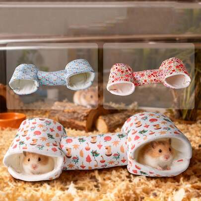 1pc Hamster Tunnel House Guinea Pig Bed Tunnel Cave House Gerbil Bed Hideouts Hideaway Toy For Dwarf Rabbit Bunny Ferret Hamster Chinchilla Hedgehog Ferrets Washable Cage Nest Winter Sleeping Bed Cage