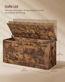 VASAGLE Farmhouse Storage Bench - Entryway Shoe Bench With Safety Hinges, Multi-Use Organizer For Shoes & Clothing, 39.4" Entryway Storage Chest - màu nâu - Xem 5