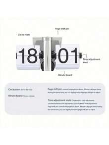 复古翻页钟，桌面钟，翻页数字钟，机械钟，自动翻页钟，电池供电，内置齿轮，适合办公室和家居装饰的翻盖式桌面钟