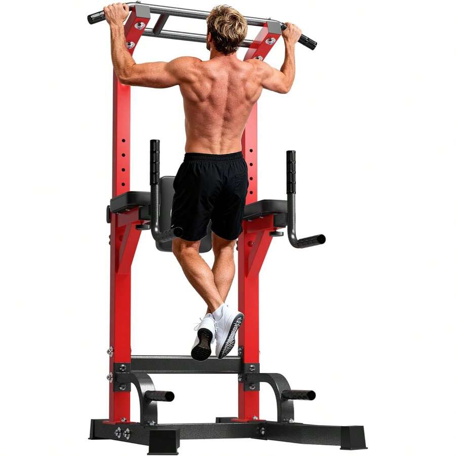 Power Tower With Adjustable Height, Power Tower Dip Station Pull Up Bar, Heavy Duty Training Equipment For Home Gym - 紅色 - 查看 1