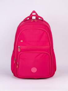 Large School Backpack For Notebook Pink Resistant Multiple Pockets Work Nylon Reinforced School College - Hot Pink - View 3