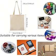 "Bonjour Paris" Eiffel Tower Canvas Tote Bag - Large Capacity, Durable Polyester Shoulder Bag With Stylish Parisian Theme, Perfect For Shopping & Everyday Use, Ideal Gift, Reusable Grocery Bag (15.7"*13.7"), Reusable Shopping Bags - 白色 - 查看 5