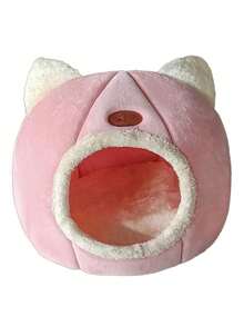 PETSIN 1 件聚酯纤维猫形洞穴床屋，可爱舒适温暖的睡眠角落，适合中小型猫，防滑，室内睡眠四季使用 - 灰色 - 查看 7