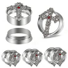 1PC Stainles Steel Flash Moon Ear Gauges Spider/Swirl/Cross Ear Tunnel Plugs Expanders Shell Earrings Plugs Piercing Body Jewelry - As Shown - View 16