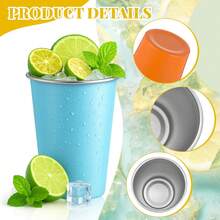 6 أكواب من الفولاذ المقاوم للصدأ 304 سعة 350 مل/12 أونصة ملونة، طقم 6 أكواب بينت، أكواب معدنية قابلة للتكديس، مناسبة للسفر والتخييم والأنشطة الخارجية (3 ألوان، 2 من كل لون) - متعدد الألوان - مشاهدة 6