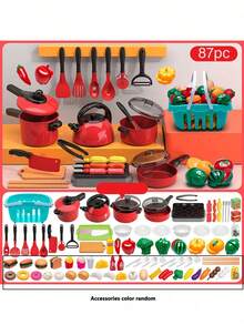 Kids Kitchen Fruit Cutting Playset, Vegetable Pretend Play Toy, Cake Cutting Toy For Boys And Girls - Multicolor - View 7