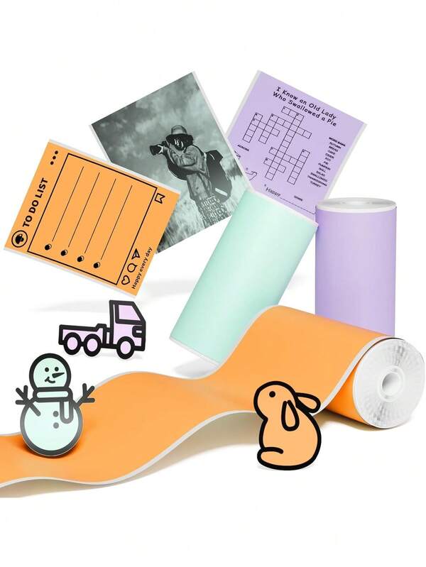 Phomemo Self-Adhesive Thermal Paper For M02PRO, T02, M02, M02S, M03, M03AS, M04S, M04AS Mini Thermal Printers, Black Text, Durable Labels For Scrapbooking, Photos, Notes - 53mm X 3.5m, 3 Rolls Pack, Made Of Paper Material By PHOMEMO