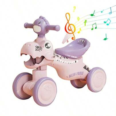Montable de Dinosaurio para Niños - con Luces y Música, Cuatro Ruedas Estables, Asiento Cómodo - Ideal para Jugar en Casa y al Aire Libre